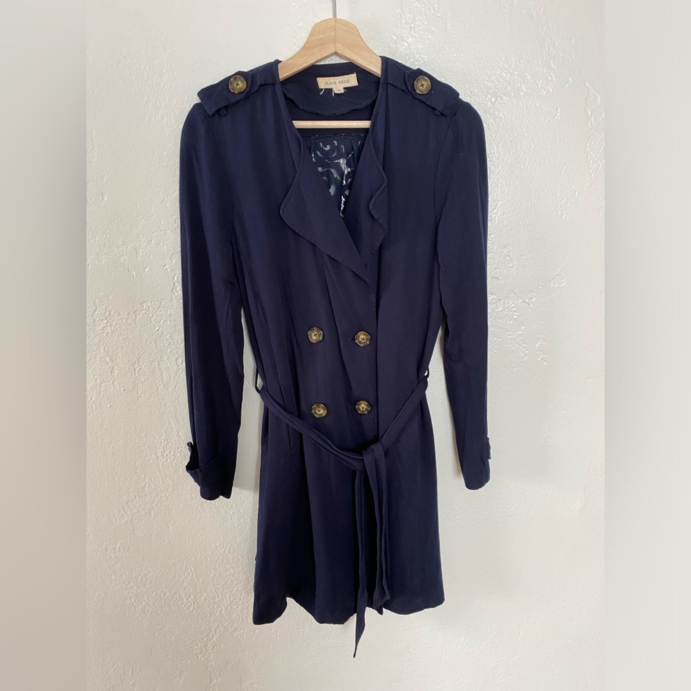 Black Swan✨Lace Belted Trench Coat